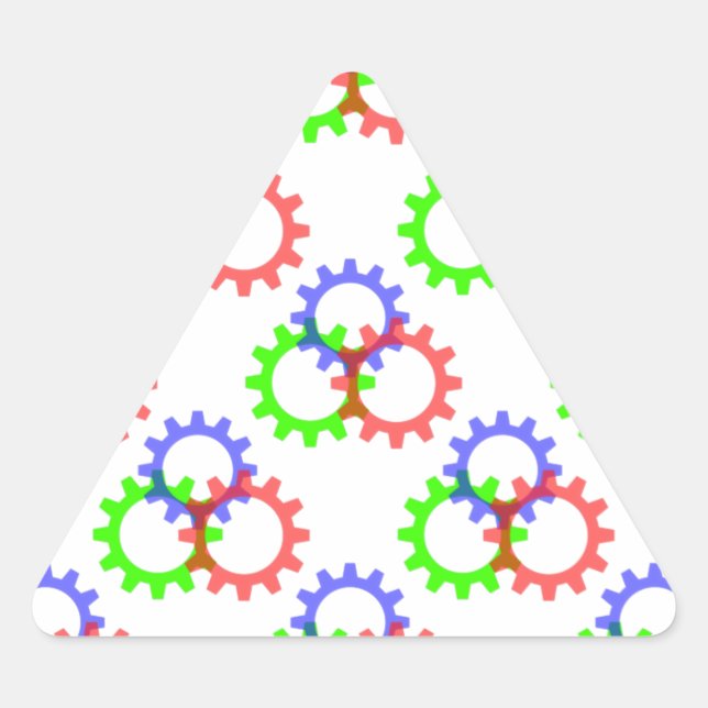 Red, Green and Blue Gears Triangle Sticker (Front)