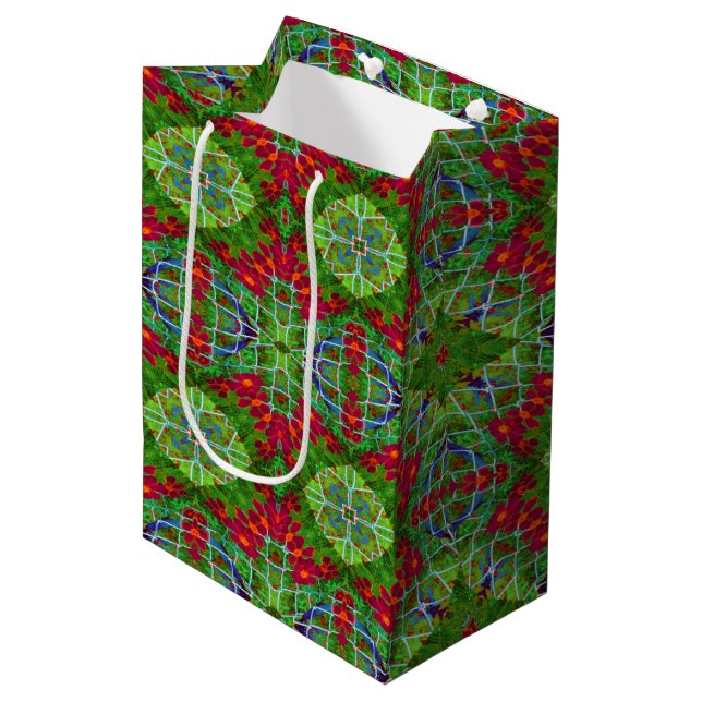 Red, Green and Blue Geometric Medium Gift Bag (Front Angled)