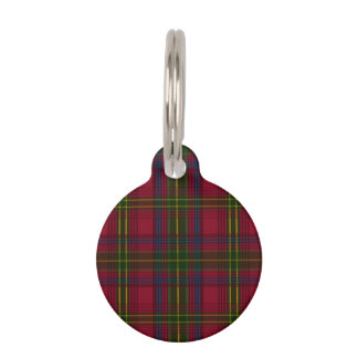 Red, Green And Blue Plaid Pattern &amp; Pet's Info Pet ID Tag