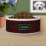 Red, Green And Blue Plaid Pattern With Name Bowl<br><div class="desc">Destei's original plaid / tartan pattern in the colors red,  green,  blue and a little bit of yellow. There is also a personalizable text area for a name.</div>