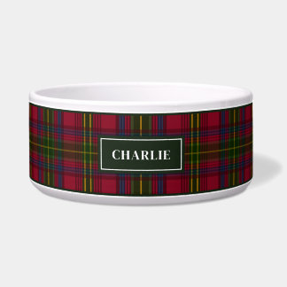 Red, Green And Blue Plaid Pattern With Name Bowl