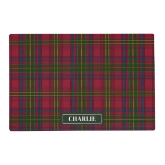 Red, Green And Blue Plaid Pattern With Name Placemat