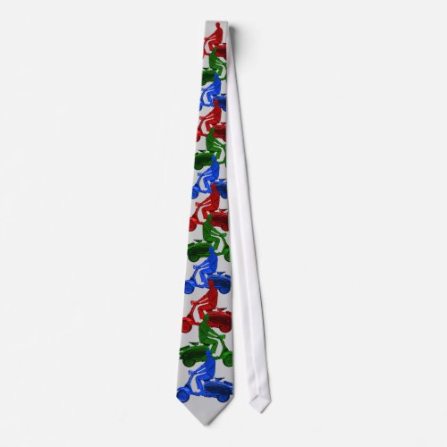 Red Green and Blue Scooter art print Tie