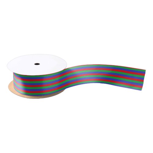 Red Green and Blue Stripes Satin Ribbon