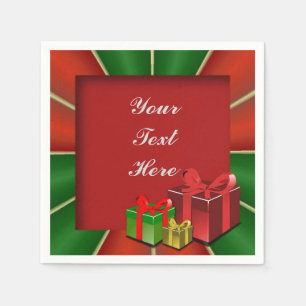 Red Green and Gold Christmas Boxes Napkins