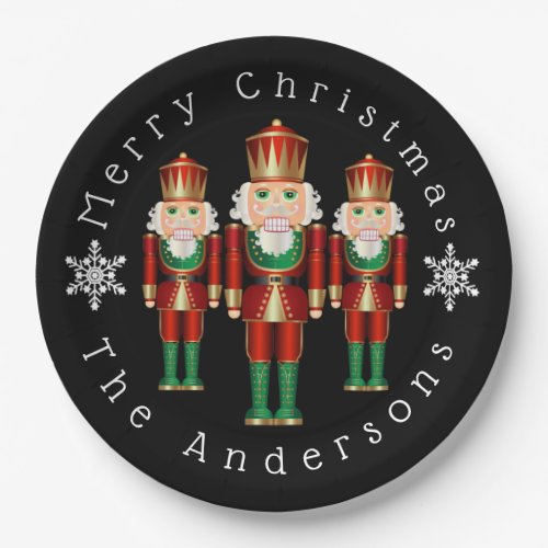 Red Green and Gold Christmas Nutcrackers Paper Plates