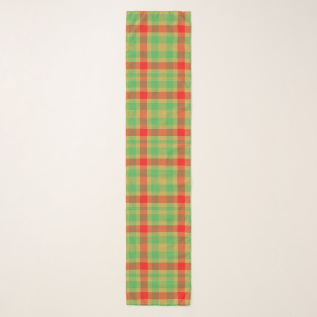 Red Green and Gold Christmas Plaid Scarf (Front)