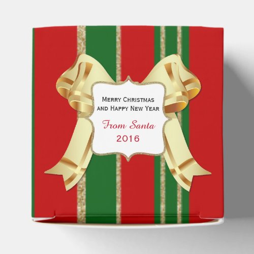 Red Green and Gold Holiday Favor Gift Box