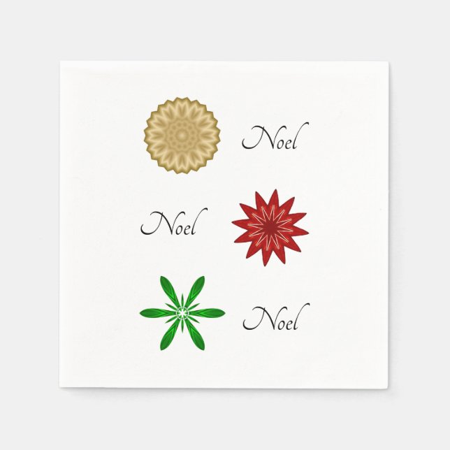 Red Green and Gold Noel Napkins (Front)