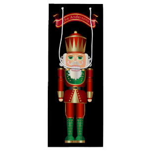 Red Green and Gold Nutcracker Wine Gift Bag