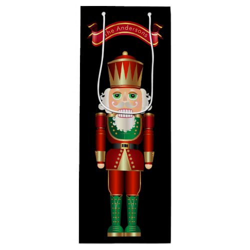 Red Green and Gold Nutcracker  Wine Gift Bag