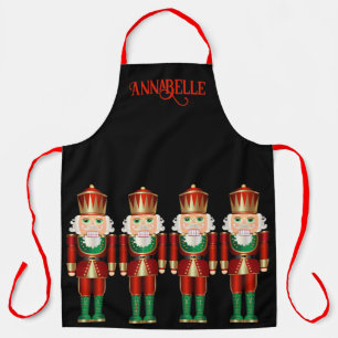 Red Green and Gold Nutcrackers Personalize Apron