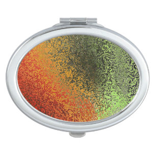 Red Green And Gold Pattern Compact Mirror