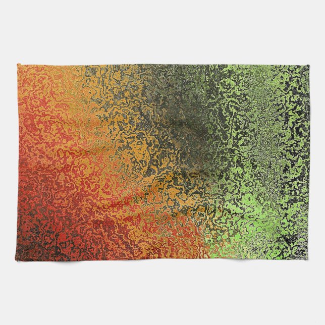 Red Green And Gold Pattern Kitchen Towel (Horizontal)