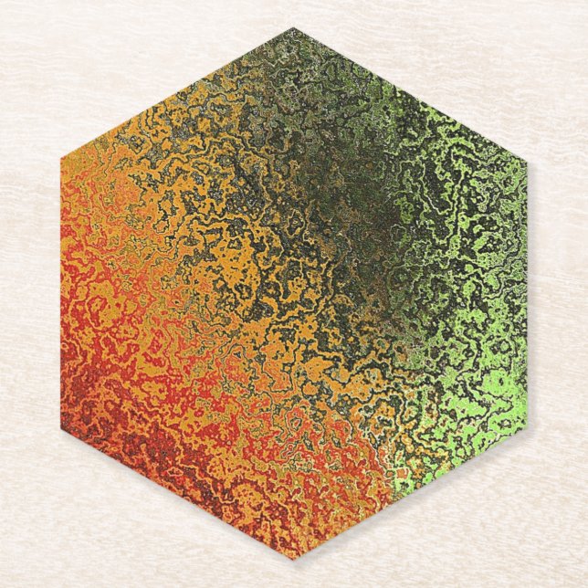 Red Green And Gold Pattern  Paper Coaster (Front)