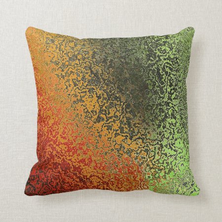 Red Green And Gold Pattern Throw Pillow