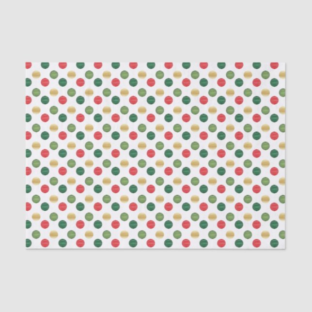 Red, Green and Gold Polka Dots Tissue Paper (Front)