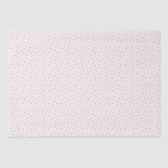 Red, Green and Pink Polka Dots Christmas Pattern Tissue Paper (Front)