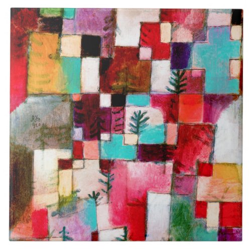 Red Green and Violet Paul Klee Ceramic Tile