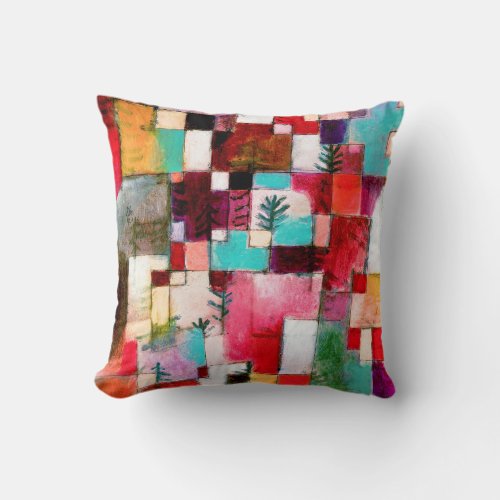 Red Green and Violet Paul Klee Throw Pillow