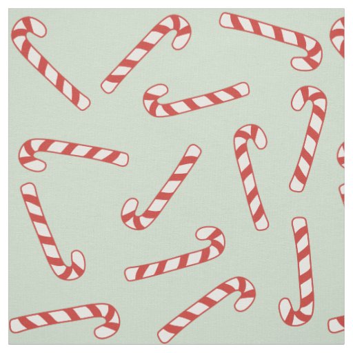 Red, Green and White Candy Cane Christmas Pattern  Fabric