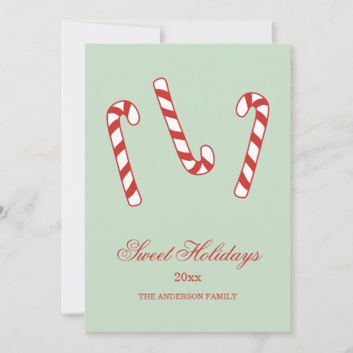 Red Green and White Candy Cane Christmas Pattern  Holiday Card