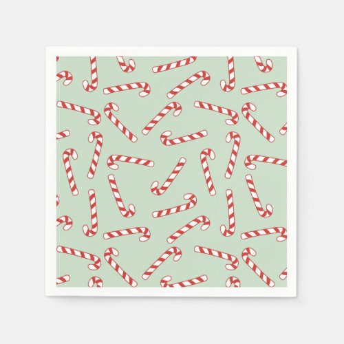 Red Green and White Candy Cane Christmas Pattern  Napkins