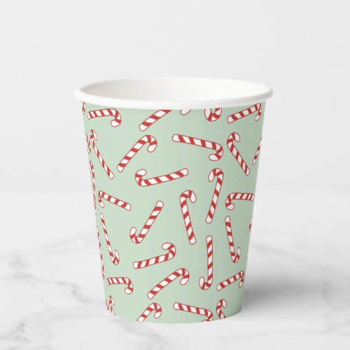 Red Green and White Candy Cane Christmas Pattern  Paper Cups