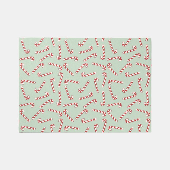 Red, Green and White Candy Cane Christmas Pattern  Rug (Front)