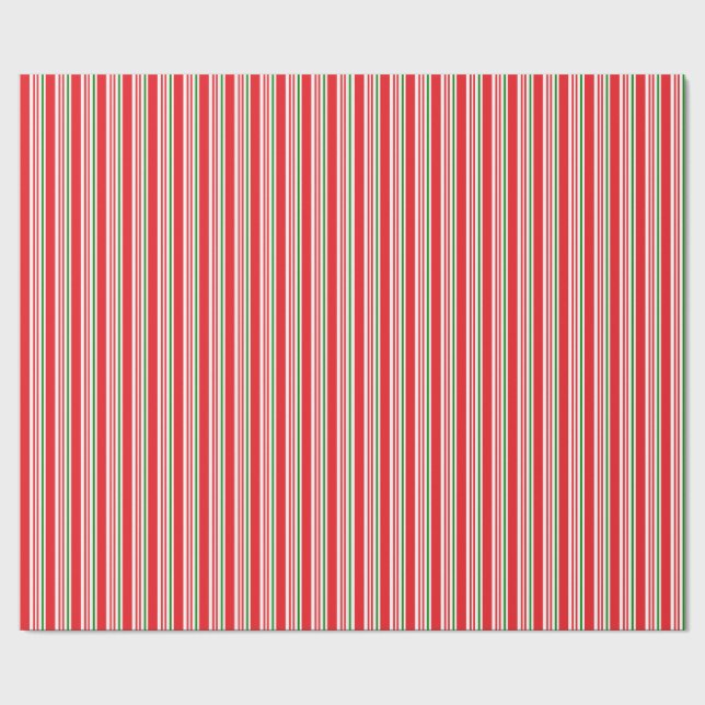 Red Green and White Candy Cane Pattern Custom Wrapping Paper (Seam)