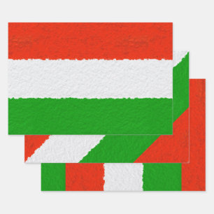 Red, Green and White Cement Stripes Wrapping Paper Sheets