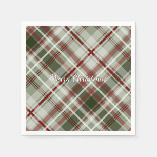 red green and white Christmas plaid Napkins