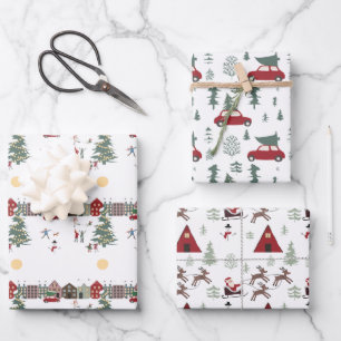 Red Green and White Christmas  Wrapping Paper Sheets