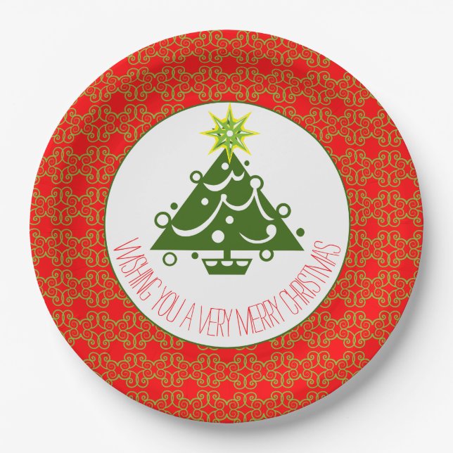 Red Green And White Paper Plates (Front)