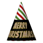 [ Thumbnail: Red, Green and White Striped "Merry Christmas!" Party Hat ]