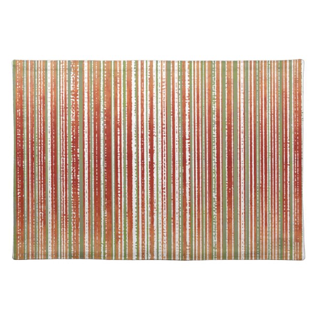 Red, Green, and White Striped Pattern Cloth Placemat (Front)