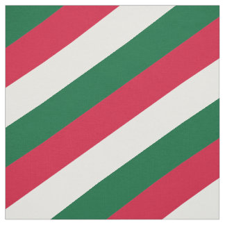 Red, green and white striped pattern fabric