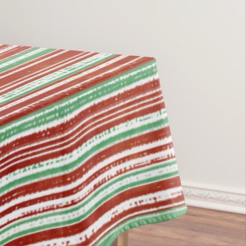 Red Green and White Striped Pattern Tablecloth