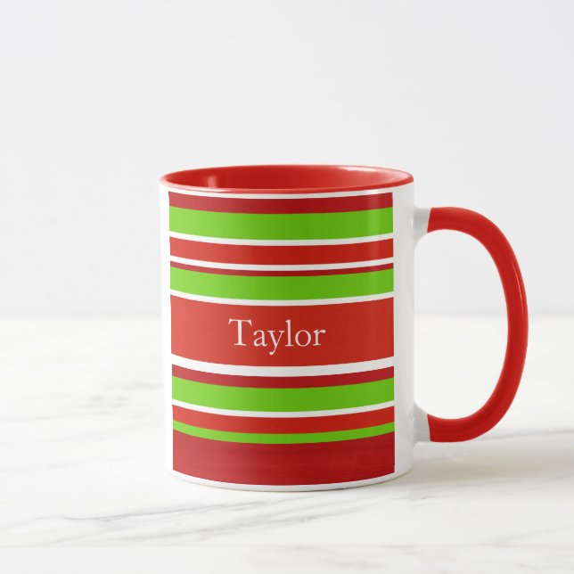 Red Green and White Stripes Mug (Right)