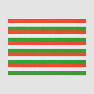 Red, Green and White Stripes Tissue Paper