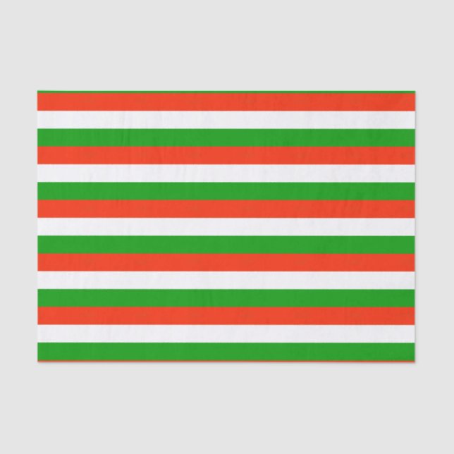Red, Green and White Stripes Tissue Paper (Front)