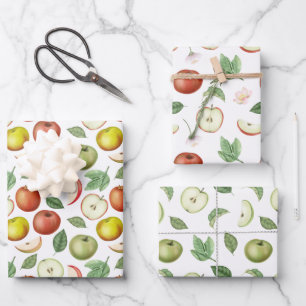 Red Green and Yellow Apples Wrapping Paper Sheets