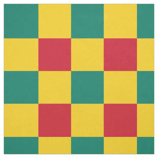 Red, green and yellow checkerboard pattern fabric (Swatch)