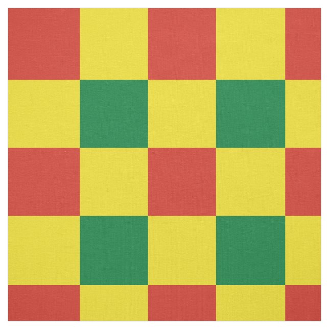 Red, green and yellow checkerboard pattern fabric (Swatch)