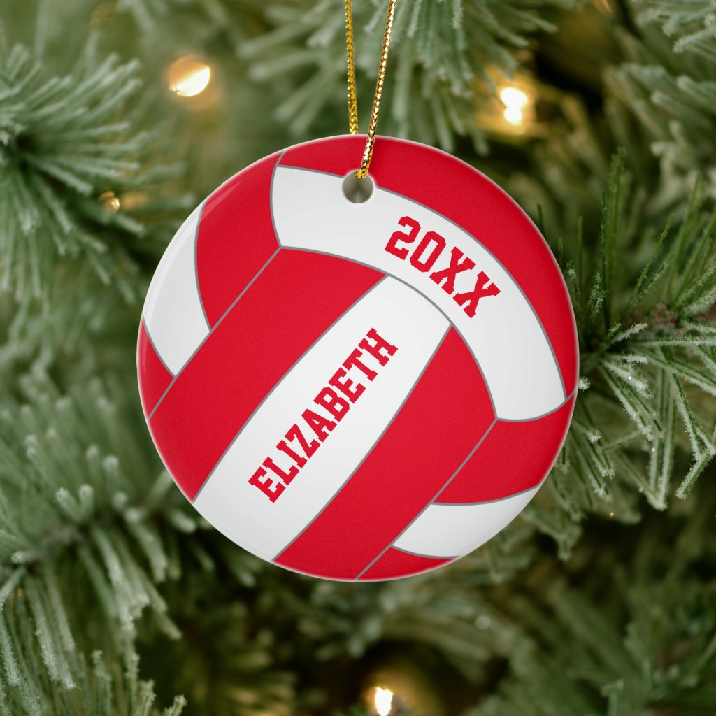 red green ANY color personalized girl's volleyball Ceramic Ornament