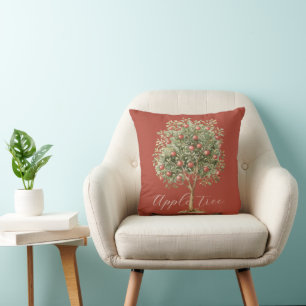 Red Green Apple Tree Throw Pillow