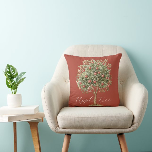 Red Green Apple Tree Throw Pillow (Chair)