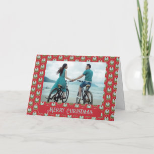 Red Green Aqua Art Nouveau Christmas Card