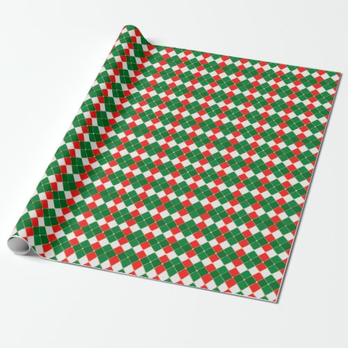 Red Green Argyle Pattern Wrapping Paper