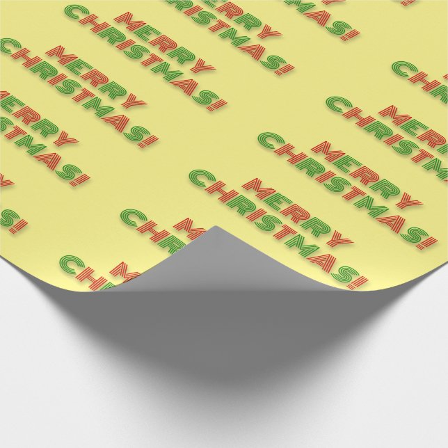 Red & Green Art Deco Style "MERRY CHRISTMAS!" Wrapping Paper (Corner)
